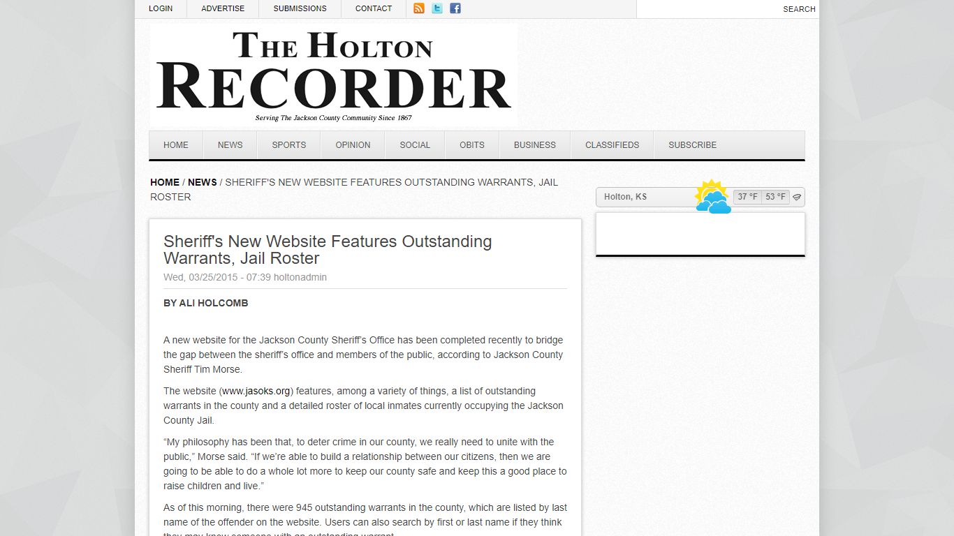 Sheriff's new website features outstanding warrants, jail roster